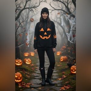 NEW Spadehills‎ Halloween Pumpkin m Pullover Sweatshirt Womens Medium